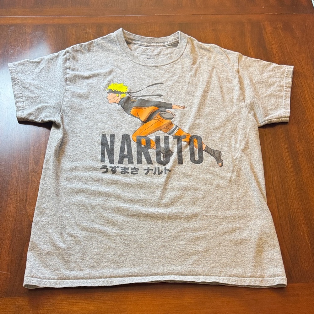 Naruto Shippuden Collection Y2K Streetwear Anime Men's Manga Gray Graphic Tee